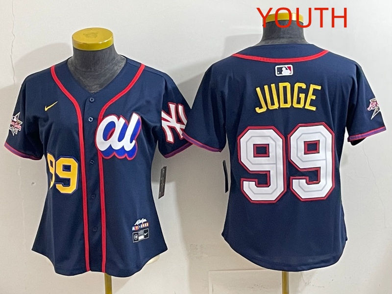 Youth 2025 New York Yankees 99 Judge dark Blue All star Nike MLB Jersey style 005